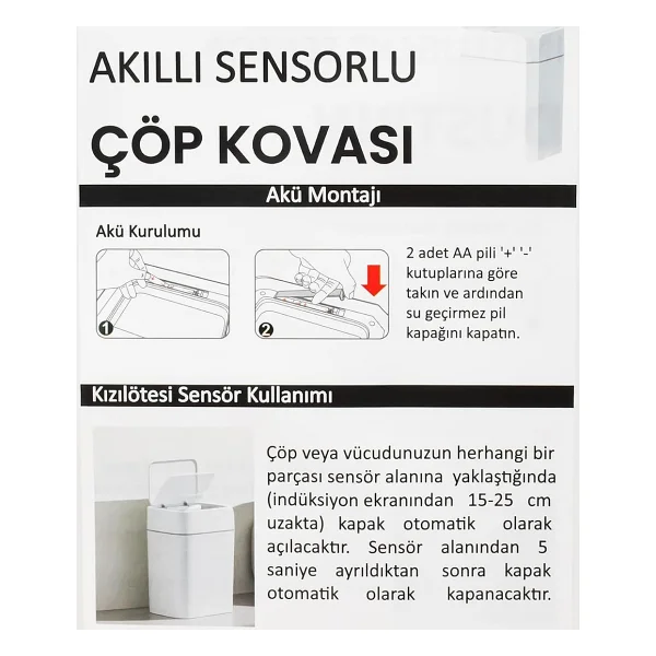 Porsima Me03 Hareket Sensörlü Sessiz Kapatma Çöp Kutusu Banyo Mutfak Çöp Kovası Kapaklı Banyo Çöp Kovası 22lt - Görsel 6