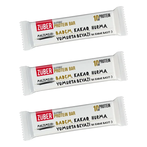Züber Glutensiz Bademli 35 gr 3'lü Protein Bar - Görsel 6