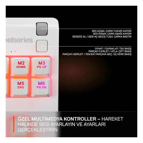 Steelseries Apex 3 Tkl Beyaz RGB Kablolu Oyuncu Klavyesi - Görsel 6