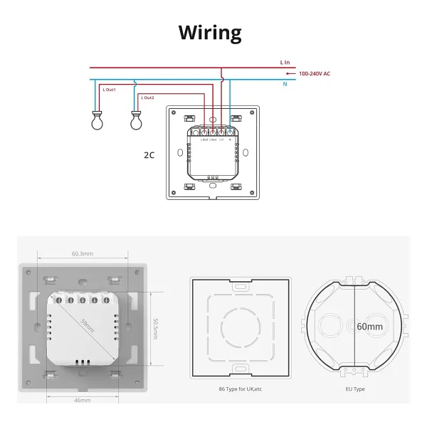 Sonoff TX Ultimate T5-2C 2 Kanallı Wi-Fi Akıllı Anahtar - Görsel 5