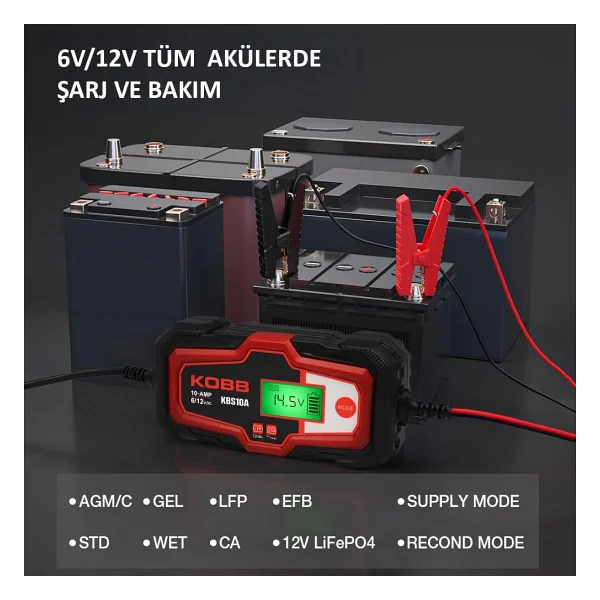 Kobb Kbs10a 6-12 V 200 A Dijital Akü Şarj Cihazı - Görsel 8