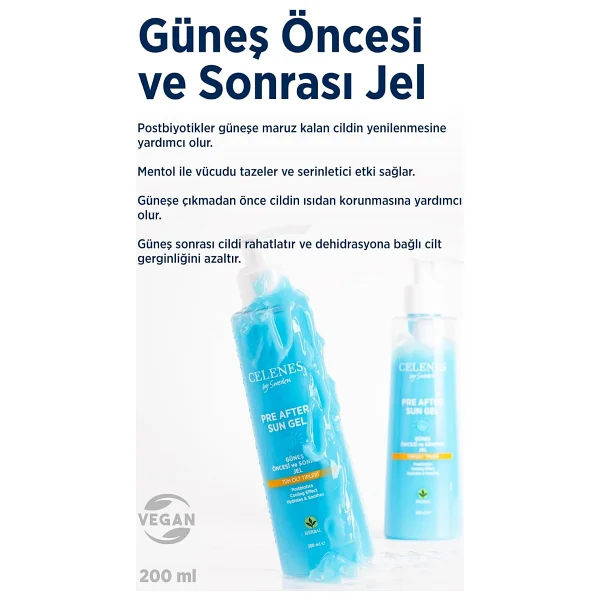 Celenes By Sweden Herbal Güneş Öncesi Ve Sonrası Jel 200 Ml - Görsel 3