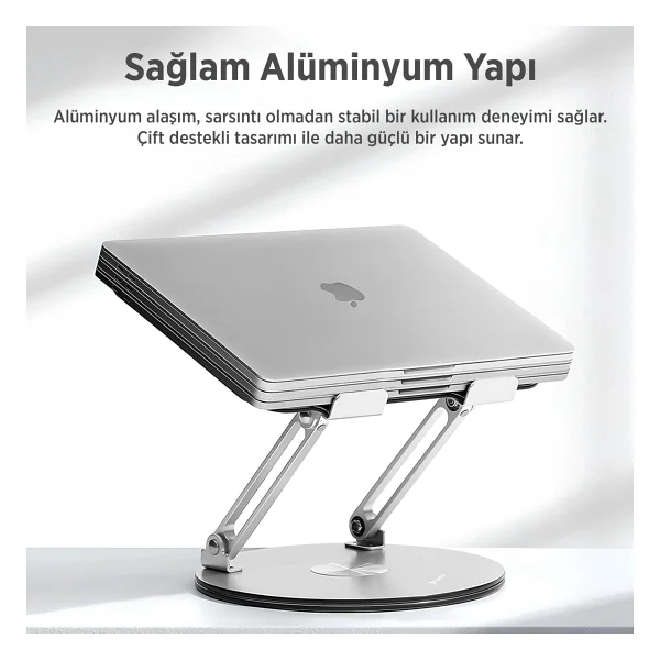 Juo 360° Dönebilen Yükseklik Ayarlı Metal Notebook Laptop Standı - Görsel 3