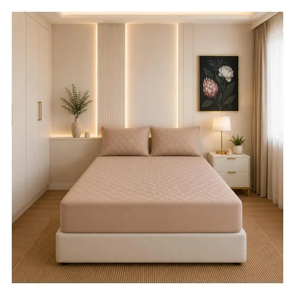 FORMEYA Yatak Koruyucu Alez Kapitone Kahverengi Renk%100 Pamuk Fitted Alez Çarşaf 160 X 200 - Görsel 2