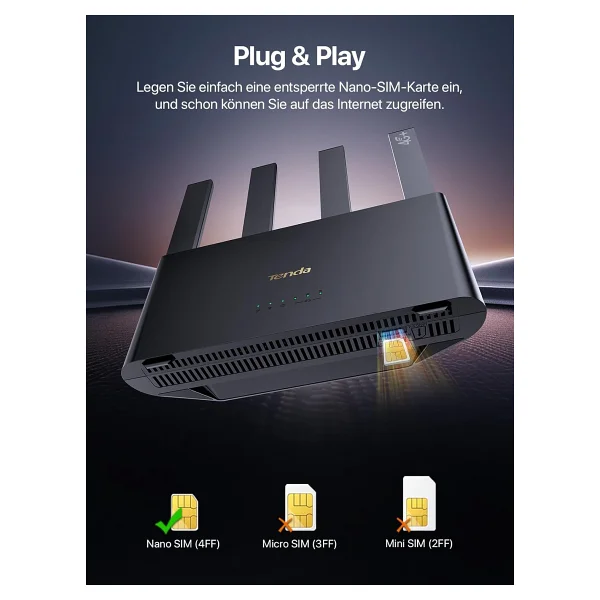 Tenda 4G08 AC1200 2PORT 4 Anten 4G LTE Indoor SIM Kart Girişli Router - Görsel 2