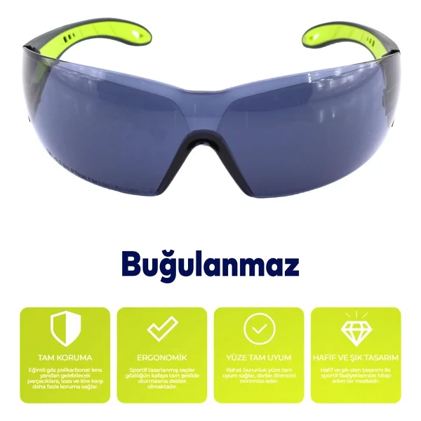 Badem10 Bisiklet Koşu Güneş Gözlüğü Uv Korumalı Sporcu Bisikletçi Buğulanmaz Gözlük Füme Silikon Kulaklık - Görsel 3