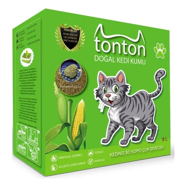 Tonton Mısır Koçanı Granülü 8 lt 4'lü Kedi Kumu - Görsel 2