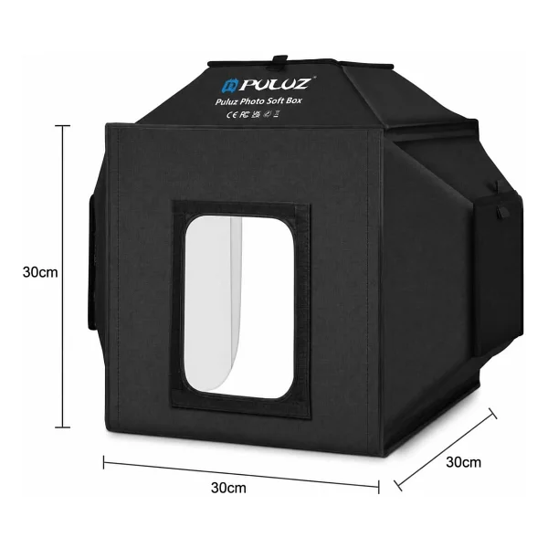 Coverzone Puluzz 30x30x30 Cm Katlanabilir LED Fotoğraf Çekim Çadırı Stüdyo Işık Kutusu, 120 LED Halka Işık, Crı95, USB Güç,%1-100 Parlaklık Ayarı, 6 Renk Arka Fonlu Ürün Fotoğraf Çekim Seti (Pu5032b) - Görsel 2