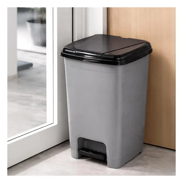 Porsima 0122 Pedallı Metalize Banyo Mutfak Çöp Kovası Siyah Kapaklı Slim Pedallı Çöp Kovası 40 Litre - 40 Lt - Görsel 3
