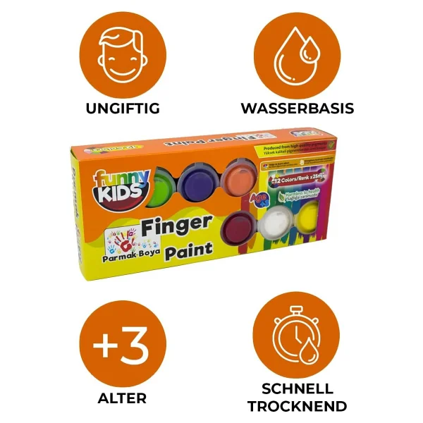 Funny Kids 25 Ml 12 Renk Parmak Boyası - Görsel 4