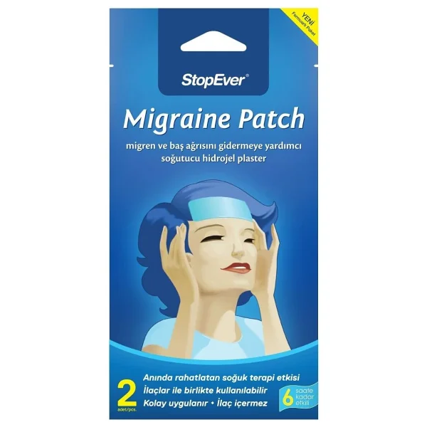 StopEver Cooling Patch - Soğutucu Hidrojel Plaster 3'lü Paket İlaç İçermeyen Alın Bölgesi Ferahlatıcı 6 Saat Etkili (3 x 2) Adet - Görsel 2