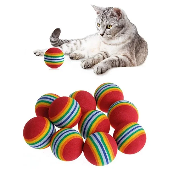 Buffer Gökkuşağı Sünger 3'lü 4.2 Cm Kedi Köpek Çiğneme Oyun Topu - Görsel 2