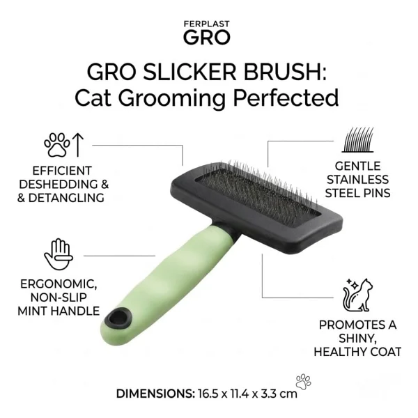 Ferplast GRO 5804 TEK TARAFLI KEDI FIRÇASI - L, Green - Görsel 3
