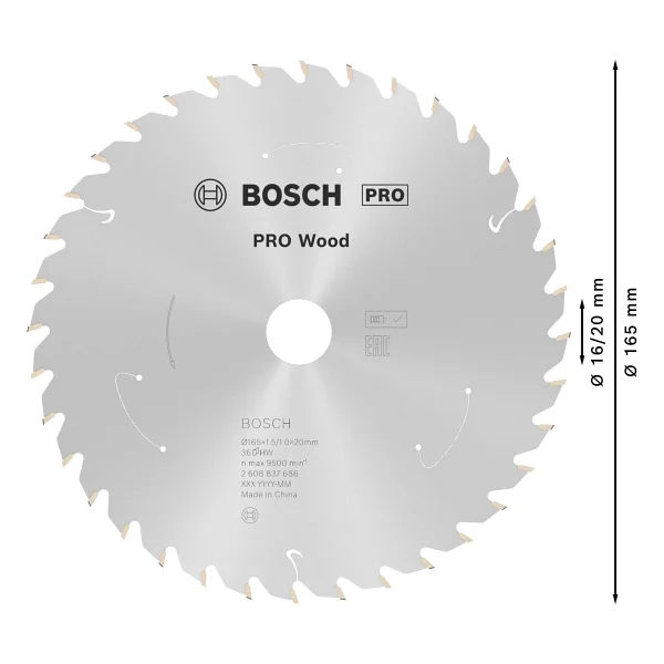 Bosch Standard For Wood 165x20-36 Daire Testere Bıçağı - 2608837686 - Görsel 3