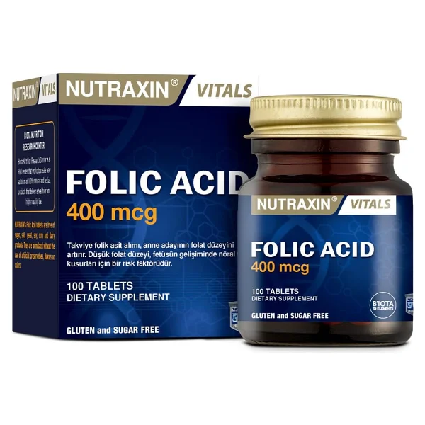 Nutraxin Folic Acid 400 mcg 100 Tablet - Görsel 8