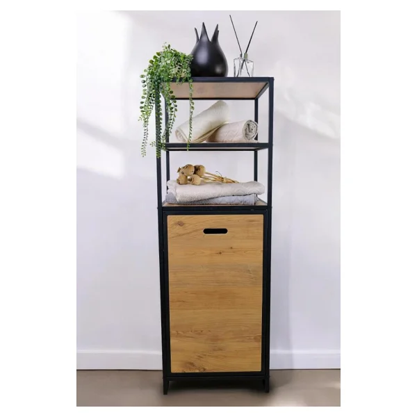 Digithome Metal Kirli Sepetli 4 Raflı Çok Amaçlı Banyo Düzenleyici Raf Organizer Siyah/beyaz - Mrs-014 c1-1-369 - Görsel 3