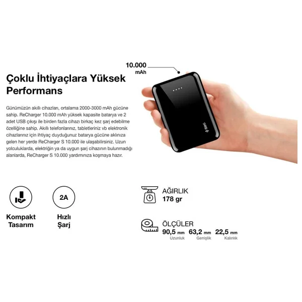 Ttec Recharger S 2bb174 10000 mAh Taşınabilir Şarj Cihazı - Görsel 8