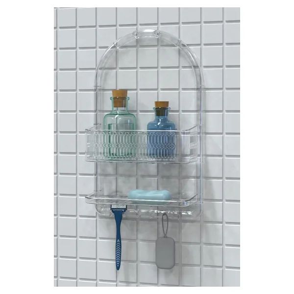 Primanova M-N48-16 Ceres Plastik Banyo Duş Rafı, Şeffaf - Görsel 2