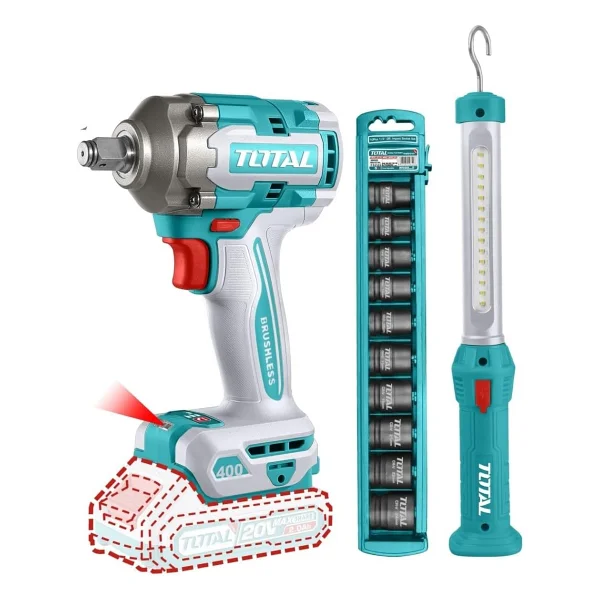 Total Tools TOSLI23048E Darbeli Somun Sıkma Makinesi + Askılı Çalışma Işığı Seti - Görsel 2