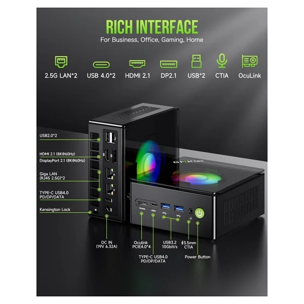 Gmktec K11 Ryzen 9 8945hs 32 GB 1 TB SSD Radeon 780m Mini PC - Görsel 4