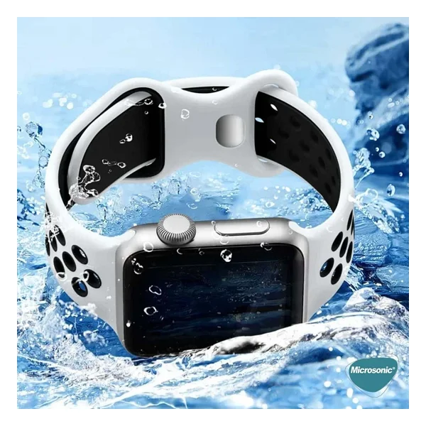Microsonic Apple Watch Series 7 45mm Siyah Rainbow Spor Kordon - Görsel 6