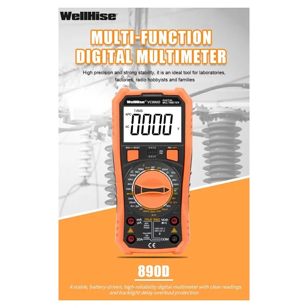 Wellhise VC890D Ölçü Aleti Multimetre Avometre Nvc Işıklı Ekran El Feneri True Rms - Görsel 7