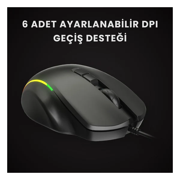 Lenovo Lecoo Ms140 RGB Ergonomik Makrolu Optik Kablolu Oyuncu Mouse - Görsel 5