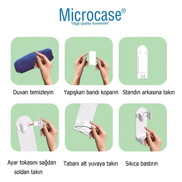 Microcase Yapışkanlı Duvara Monte Şarjlı Diş Fırçası Tutucu Stand - MAVİ AL4802 - Görsel 7