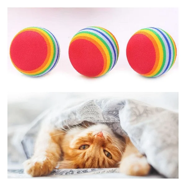 Buffer Gökkuşağı Sünger 3'lü 4.2 Cm Kedi Köpek Çiğneme Oyun Topu - Görsel 4