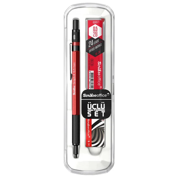 Scrikss Graph-X Kırmızı 0.5 mm 3'lü Versatil Uçlu Kalem Seti - Görsel 2