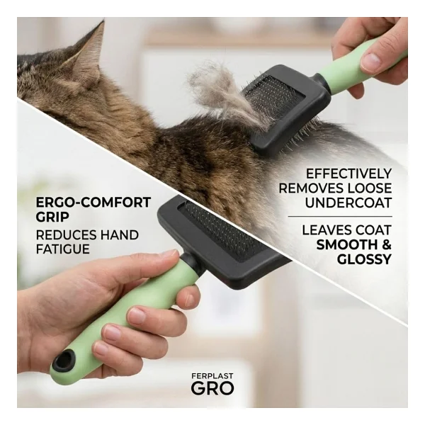 Ferplast GRO 5804 TEK TARAFLI KEDI FIRÇASI - L, Green - Görsel 4