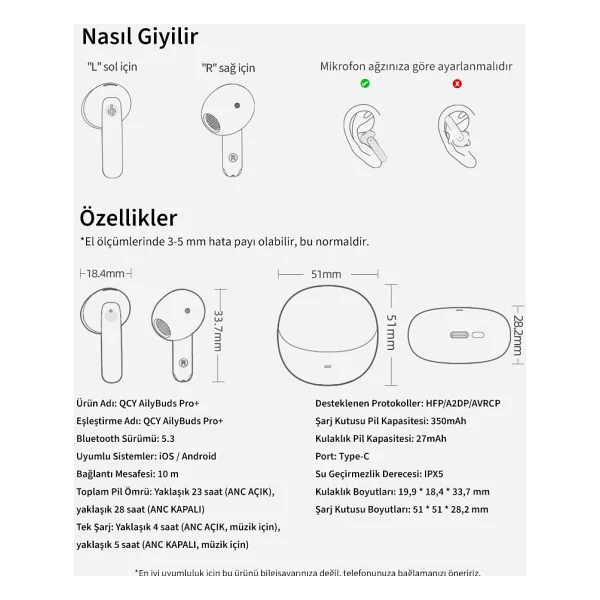 Qcy Ailybuds Pro Plus ANC TWS Beyaz Kulak İçi Bluetooth Kulaklık - Görsel 10
