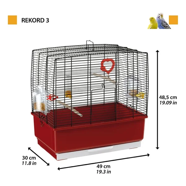Ferplast Rekord 3 Siyah - Kanarya Ve Küçük Egzotik Kuş Kafesi, 49,5 X 30 X Y 47,5 Cm - Görsel 2