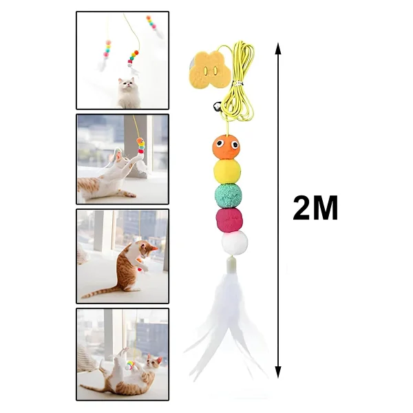 Pribor Tırtıl Kedi Oyuncağı, Kendinden Yapışkanlı, Zilli, Elastik İpli, Asılı Kedi Oyuncağı - Görsel 8