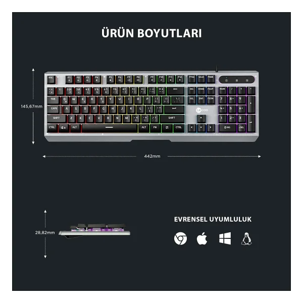 Lenovo Lecoo KB121 RGB Kablolu Oyuncu Klavyesi - Görsel 5