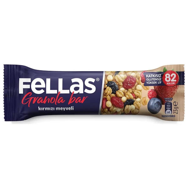 Fellas Granola Bar Kırmızı Meyveli, 23 Gram, 12 Adet - Görsel 3