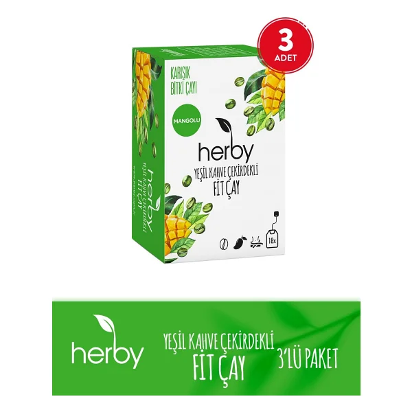 Herby Yeşil Kahve Çekirdekli Fit Çay, 3'lü Paket - Görsel 3