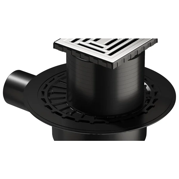 VitrA V-Flow Kare 5607315 Yalıtımlı Duş Kanalı, Yandan Çıkışlı, 10x10 cm, DK 800 Kapak, Parlak Krom - Görsel 3