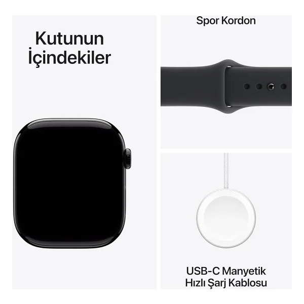 Apple Watch Series 11 GPS 46mm Simsiyah Alüminyum Kasa Ve Siyah Spor Kordon Akıllı Saat - Görsel 6