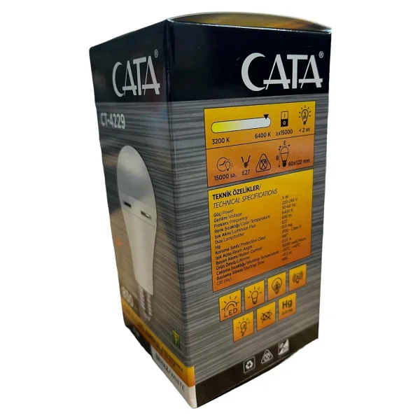 Cata Ct-4229 Beyaz Işık 9 W E27 Şarjlı LED Ampul - Görsel 4