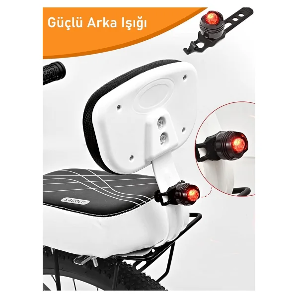Valkyrie Bisiklet Arka Koltuk Seti Sırt Destekli Sele Minderi Tutma Barı Ayak Pedalı Arka Işıklı - Görsel 2