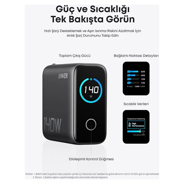Anker B2697 140 W Type-C Kablolu Hızlı Şarj Aleti - Görsel 4