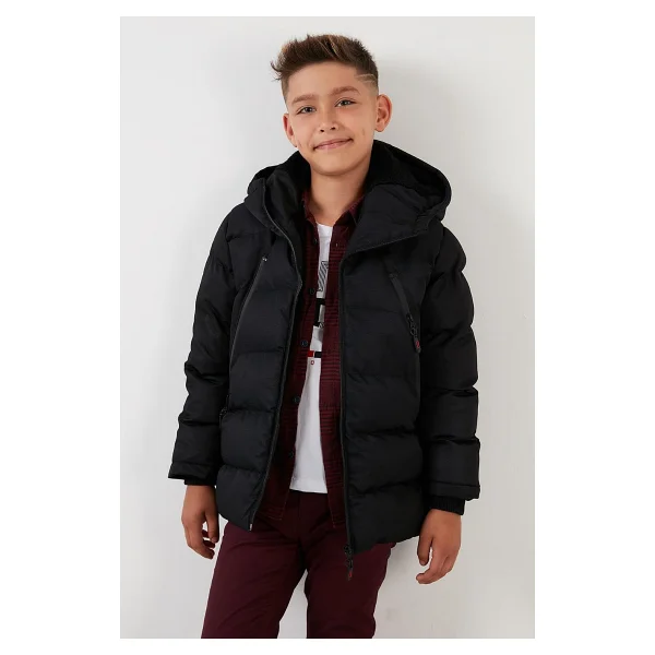 Lela 5760040 İçi Astarlı Kapüşonlu Erkek Çocuk Şişme Mont - Görsel 2