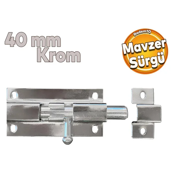 Badem10 Kapı Sürgüsü Küçük Metal Krom Mavzer Sürgü Sürgülü Kilit 25x40 Mm Kapı Pencere Emniyet Kilidi - Görsel 6
