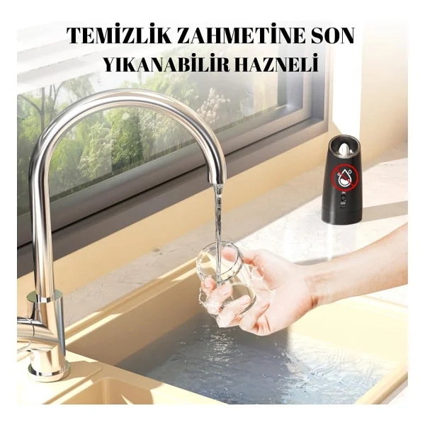 Wellq Şarjlı Işıklı Full Otomatik Yeni Nesil Tuz Karabiber Değirmeni Baharat Öğütücü - Görsel 5