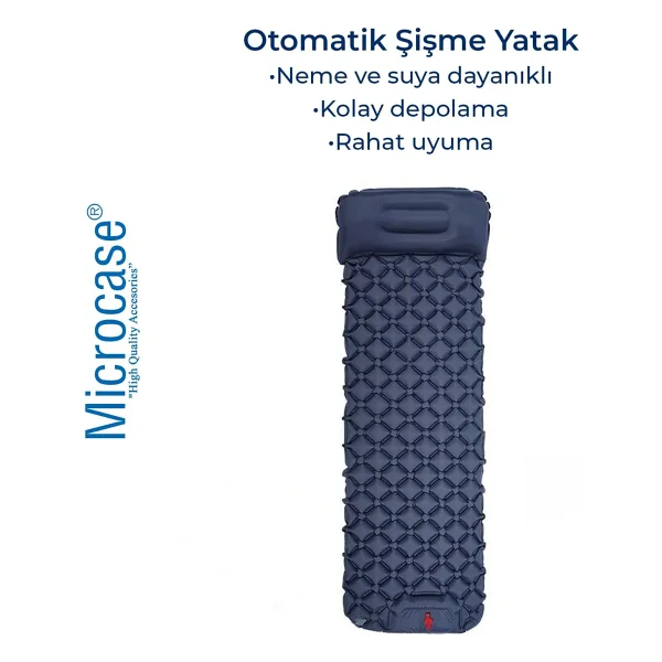 Microcase Su Geçirmez Pompasız Ayakla Şişen Tek Kişilik Katlanabilir Şişme Outdoor Kamp Yatağı AL4525 - Görsel 6