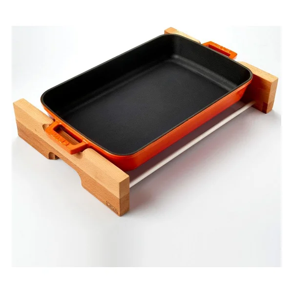 Lava Ahşap Altlıklı 22x30 Cm Döküm Dikdörtgen Fırın Tepsisi - Görsel 3
