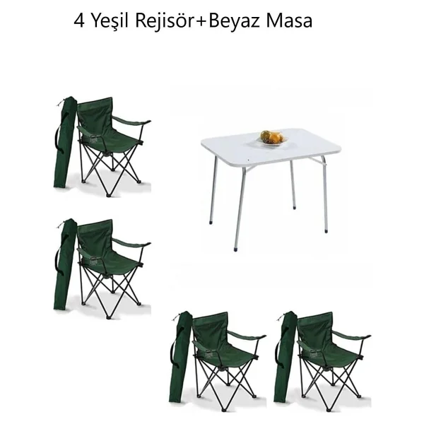 Moccastyle 60x80 cm 4 Kişilik Ahşap Kamp Masa Sandalye Takımı - Görsel 2