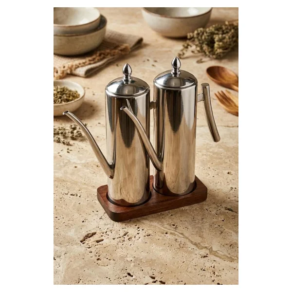 Atbyhome 2'li Çelik 3 Parça 1000ml Standlı Çok Amaçlı Demlik Yağlık Yağdanlık Seti - Görsel 3
