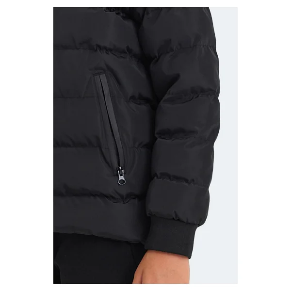 Slazenger Captain Kapüşonlu Siyah Çocuk Şişme Mont - Görsel 6